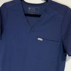 Catarina One-Pocket Scrub Top Figs Navy Size S